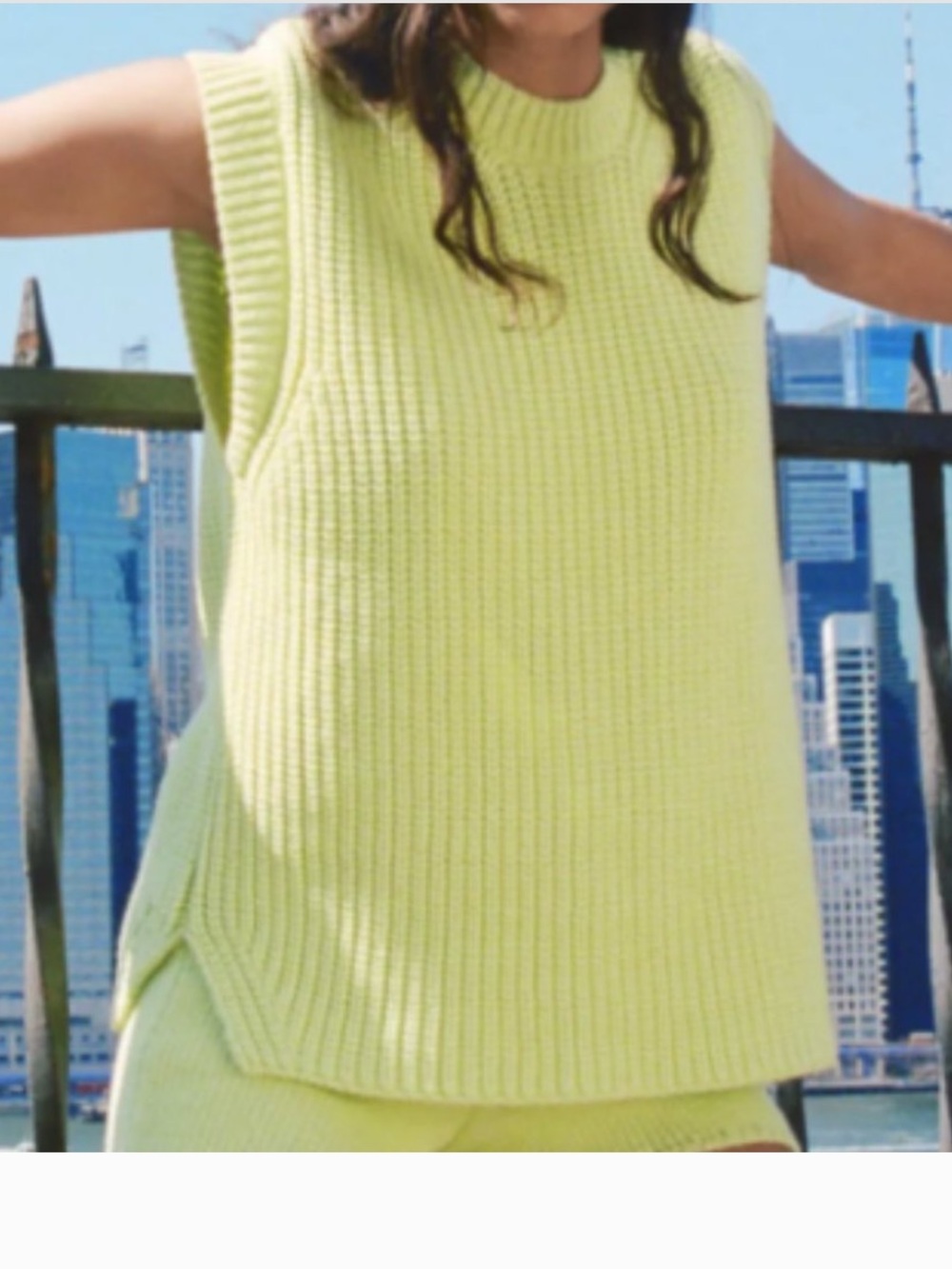 Zara Neon Yellow Oversized Chunky Knit Sleeveless Vest/tunic, S